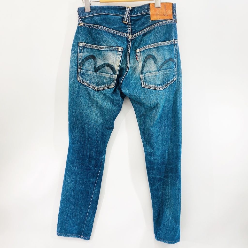 EVISU エヴィス 2000 No.1 デニム パンツ スキニー ジーンズ カモメ 革