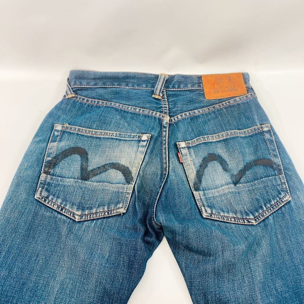 EVISU エヴィス 2000 No.1 デニム パンツ スキニー ジーンズ カモメ 革