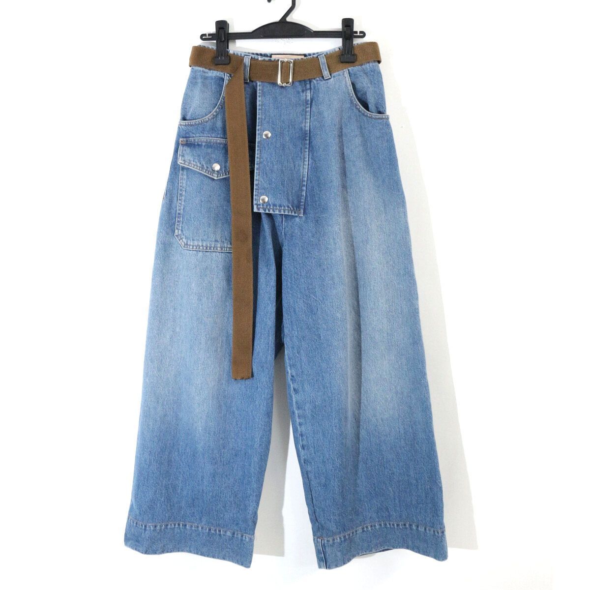 PLAN C プランシー 24SS ベルテッドデニムワイドパンツ 38 PNCEE52WYZTD003