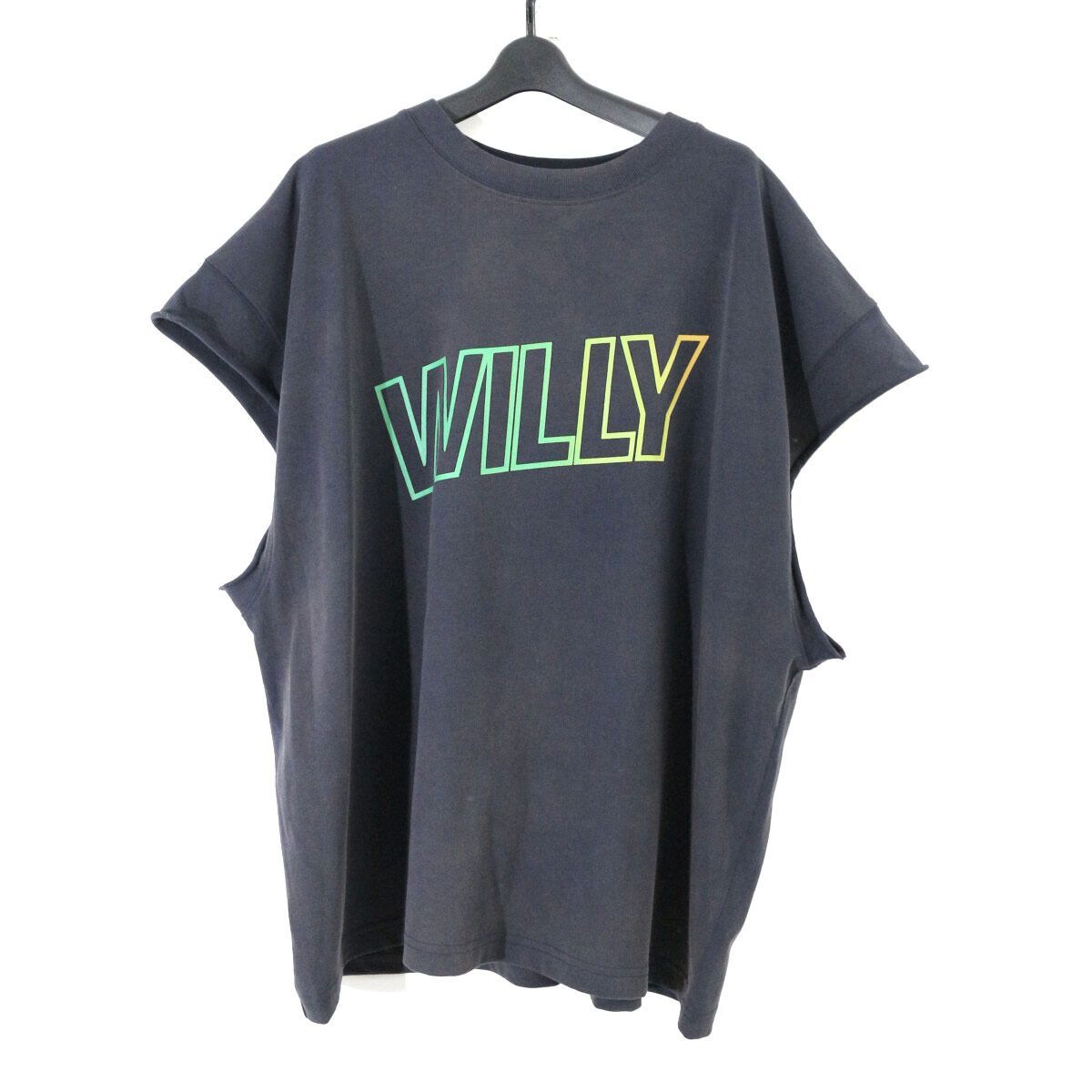 WILLY CHAVARRIA ウィリーチャバリア 24SS WILLY GRADIENT LOGO MUSCLE TEE フェード加工グラデーションロゴプリントマッスルTシャツ L