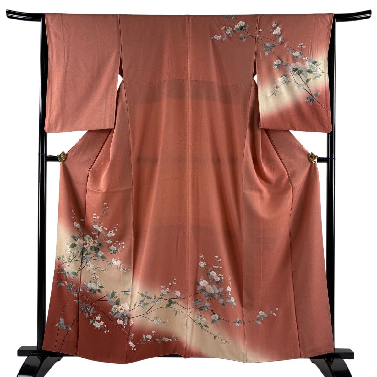 訪問着 身丈161cm 裄丈64.5cm M 袷 枝花 金銀彩 ぼかし ピンクベージュ 正絹 秀品 【中古】 7,040円