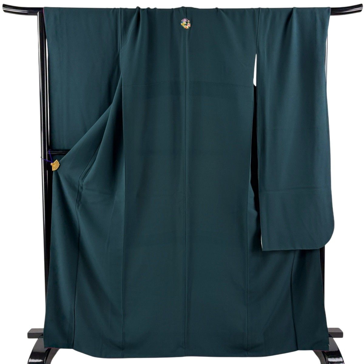 【美品】 振袖 身丈167cm 裄丈69cm L 袷 深緑 正絹 名品 一つ紋 【中古】