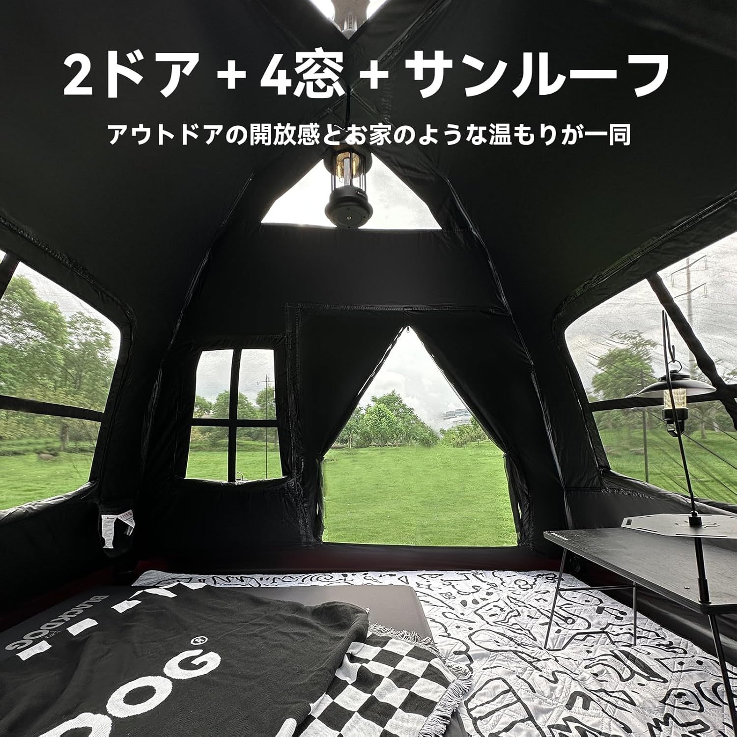 公式】BLACKDOG テント ワンタッチ 幽居 3～4人用 BU/PU素材