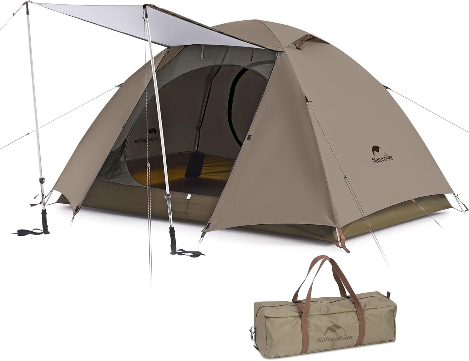 Naturehike公式ショップ テント 2～3人用 自立式 前室付き キャノピー ダブルウォール 軽量 アウトドア 防水 防風 収納袋付き コンパクト 3シーズン 防災用 キャンピング キャンプ