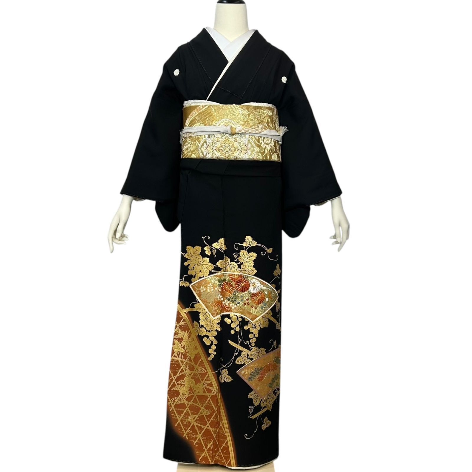 黒留袖 フルセット 正絹 六通袋帯 5点セット 結婚式 披露宴 身丈154 裄