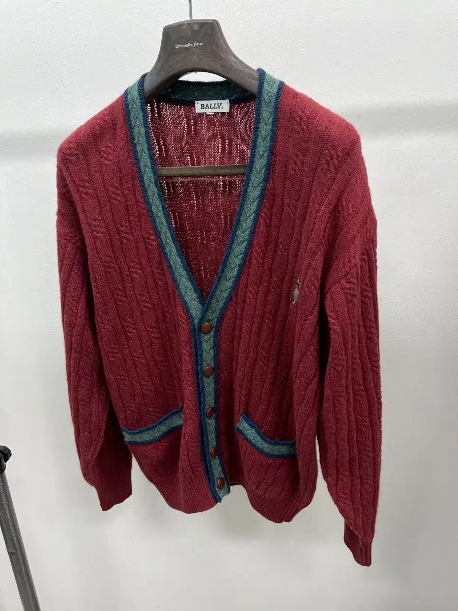 105) バリー ゴルフ刺繍 カシミア カーディガン