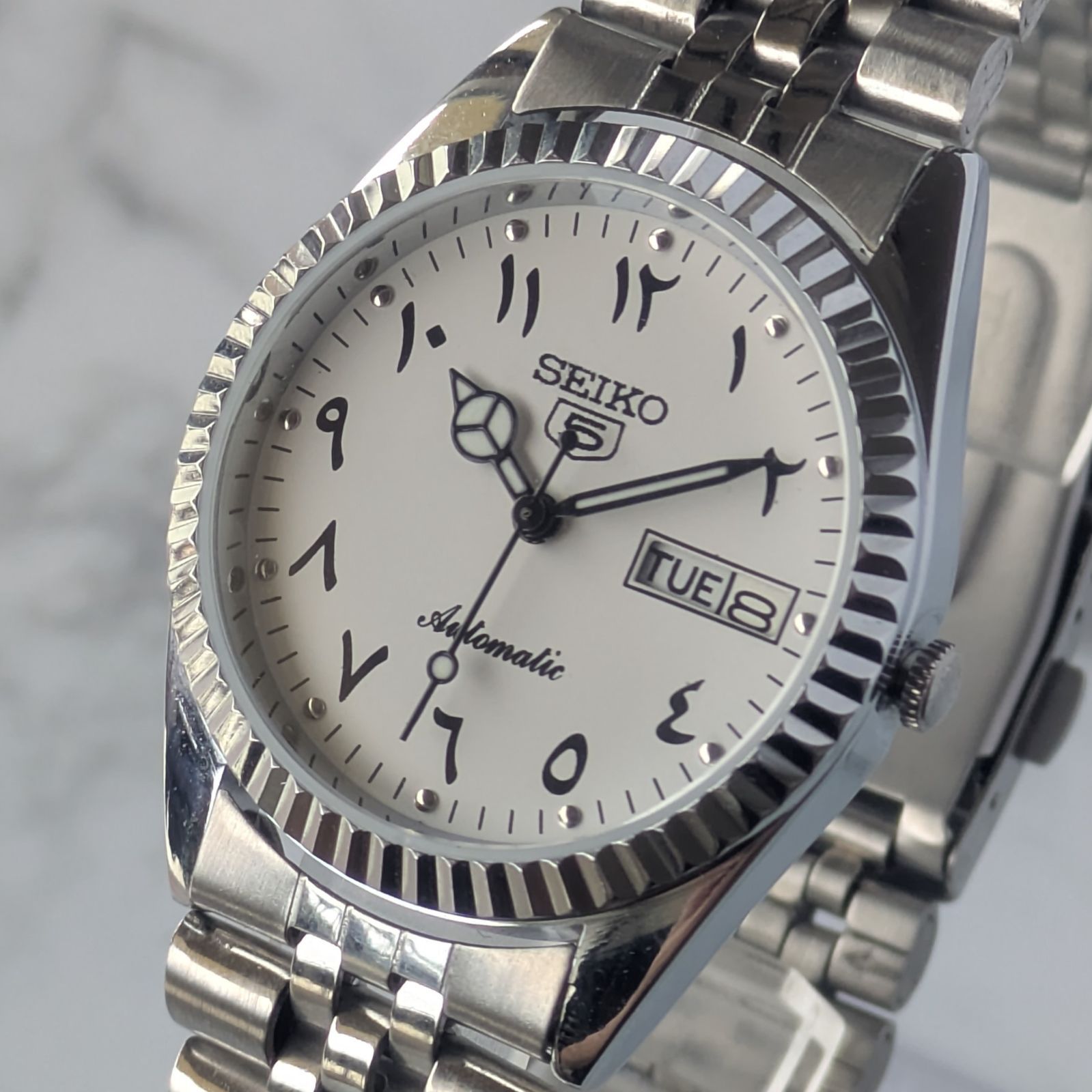 稼働品 SEIKO セイコー5 自動巻き 70s ヴィンテージ ホワイト文字盤 