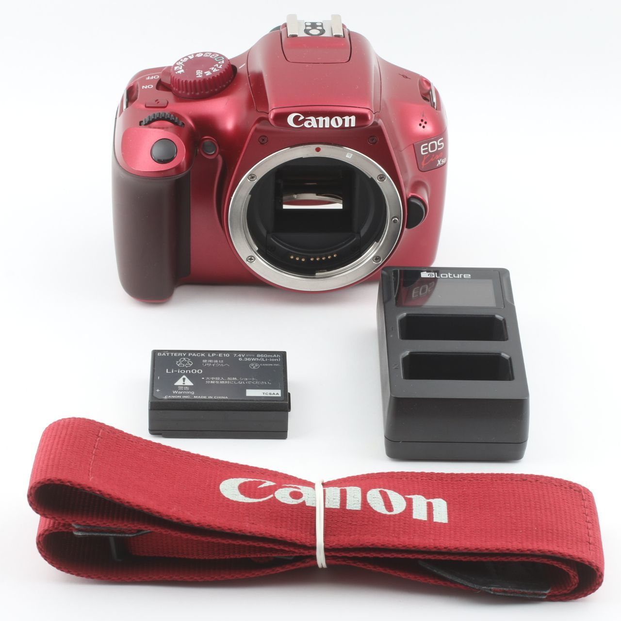 Canon EOS Kiss X50 ボディ デジタル一眼レフ レッド 動作確認済 キヤノン #S00087