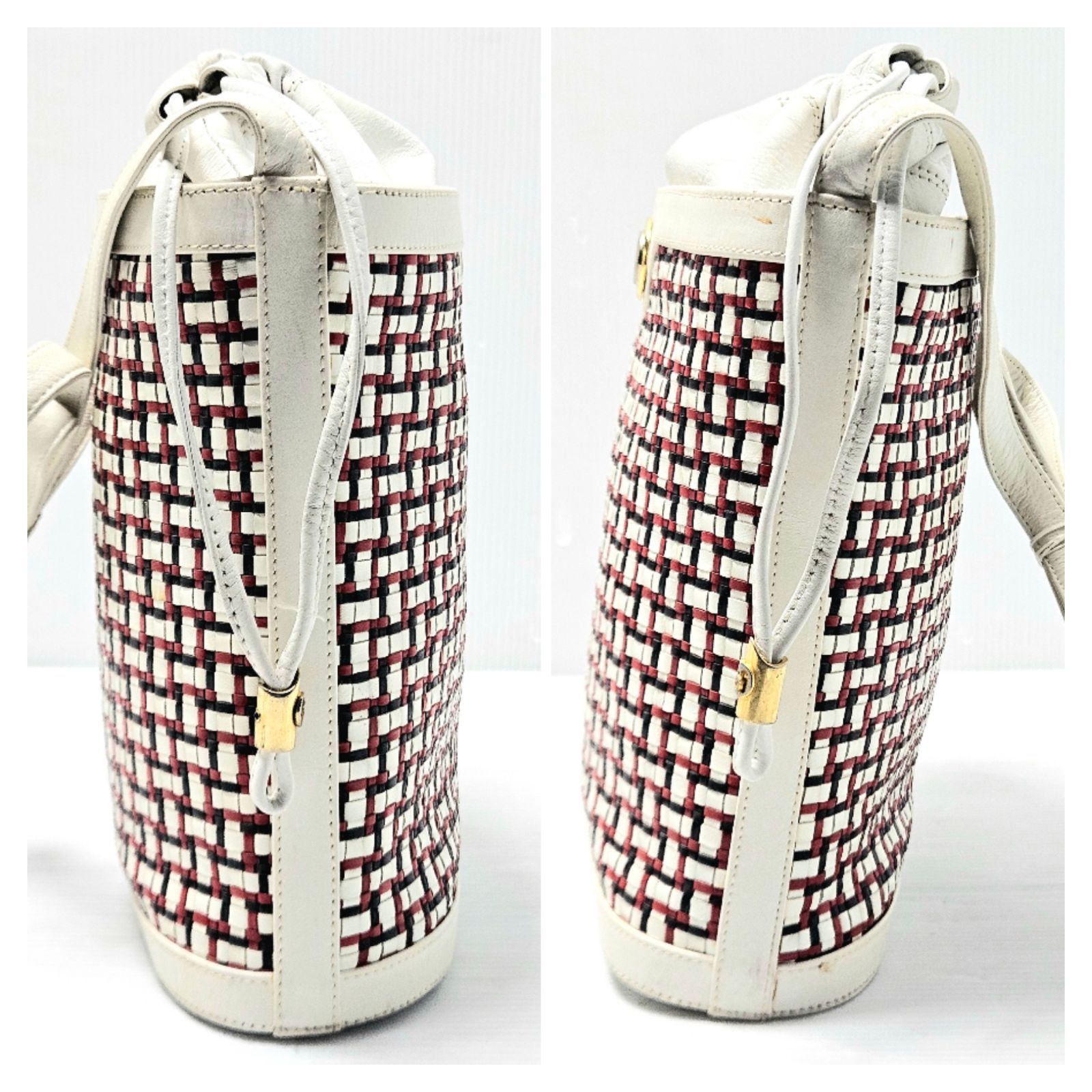 現状品】GUCCI グッチ オールドグッチ レザー メッシュ編み込み
