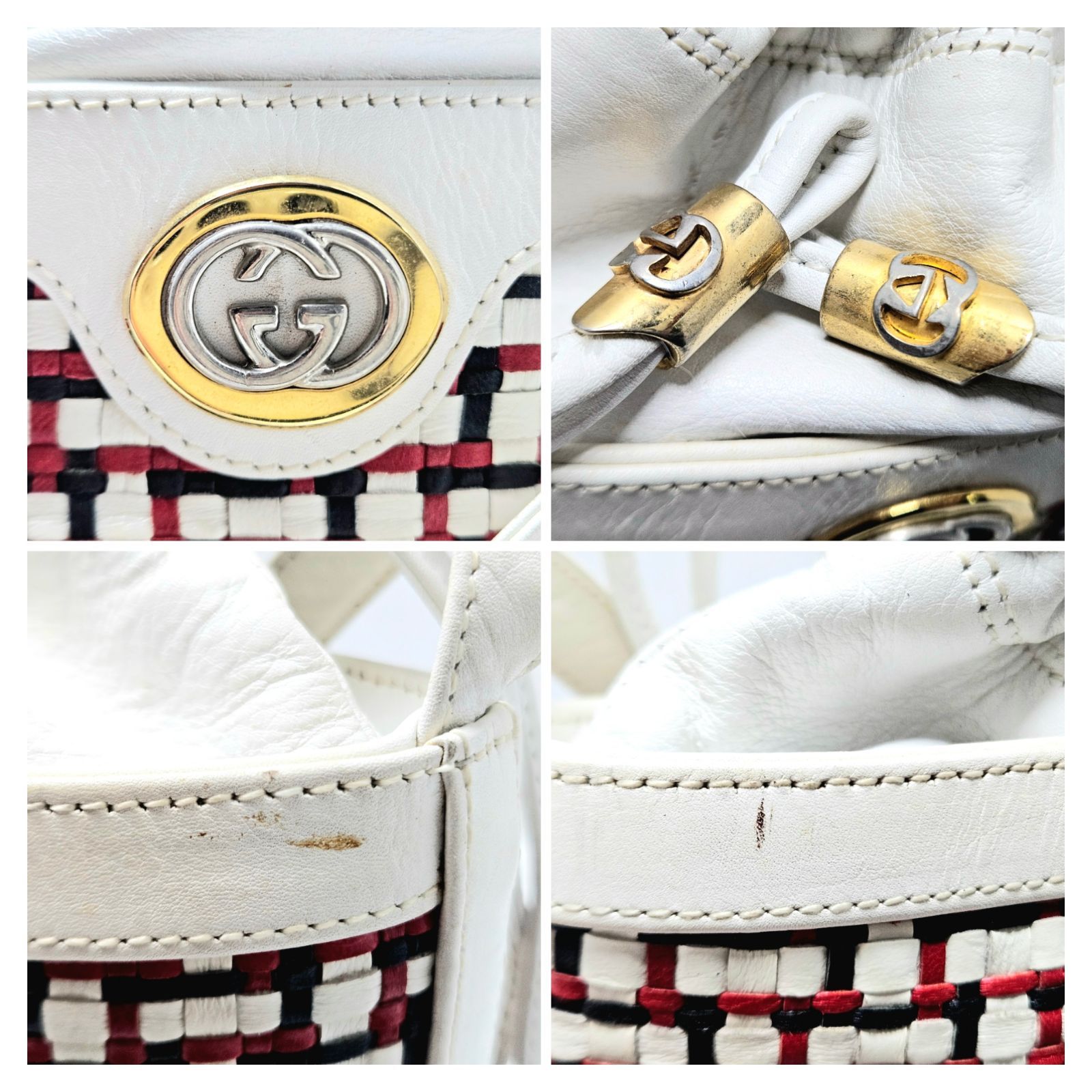 GUCCIレザーショルダーバッグ 編み込みデザイン 現状品】GUCCI グッチ オールドグッチ レザー メッシュ編み込み