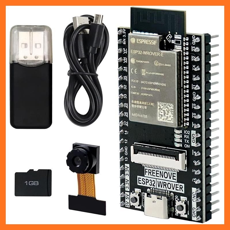 【新品】 Freenove ESP32-WROVER CAM ワイヤレスボード デュアルコア 32 ビット 240 MHz マイクロコントローラ Python C コード ESP32開発ボード ESP32WROVER ESP32カメラモジュール ESP32 0