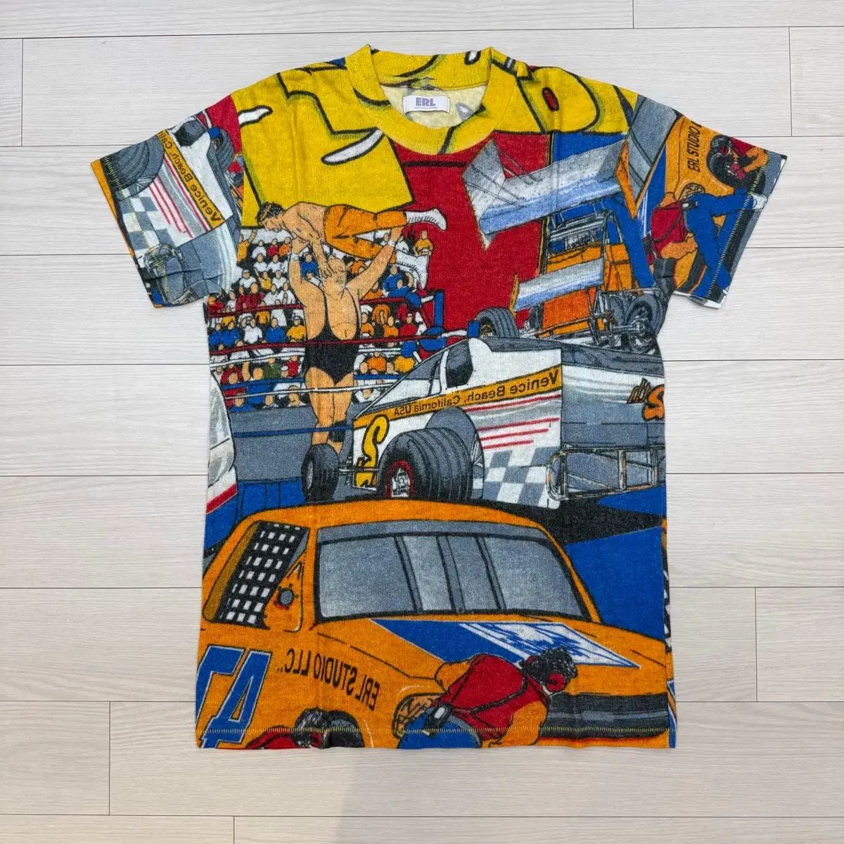 ERL レーシング グラフィック 半袖 Tシャツ large