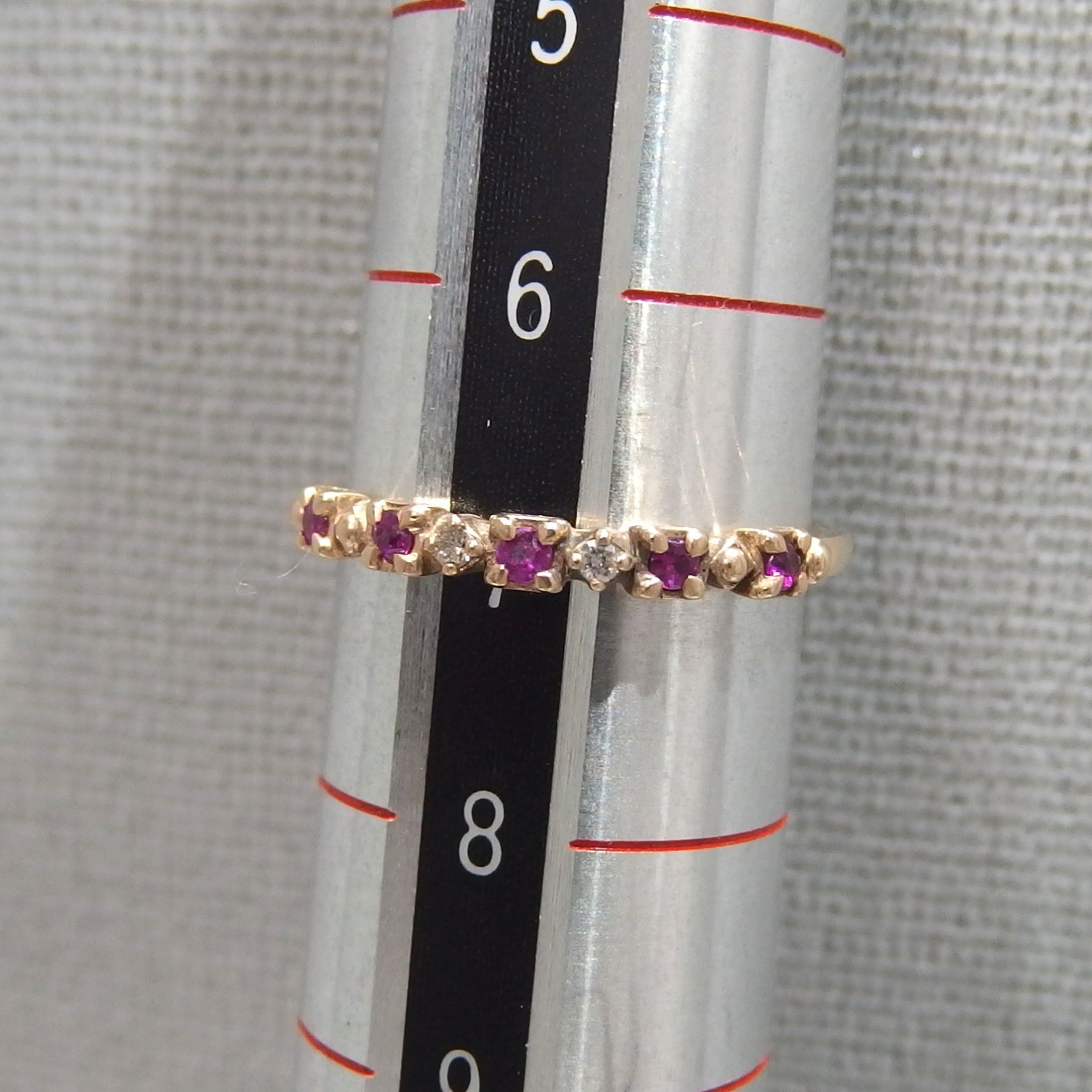 ☆agete ルビー ダイヤモンド 0.01ct K10 ゴールド リング 約7号 指輪