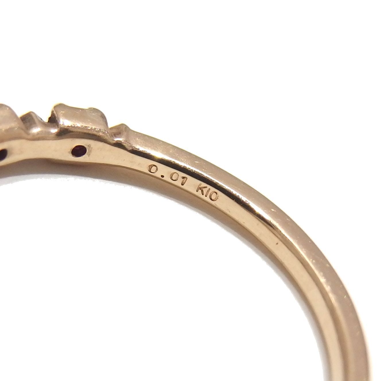 ☆agete ルビー ダイヤモンド 0.01ct K10 ゴールド リング 約7号 指輪