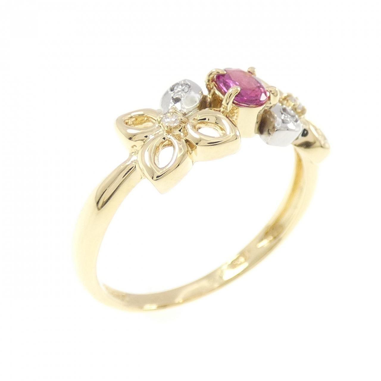 K18YG/PT900 ルビー リング 0.23CT