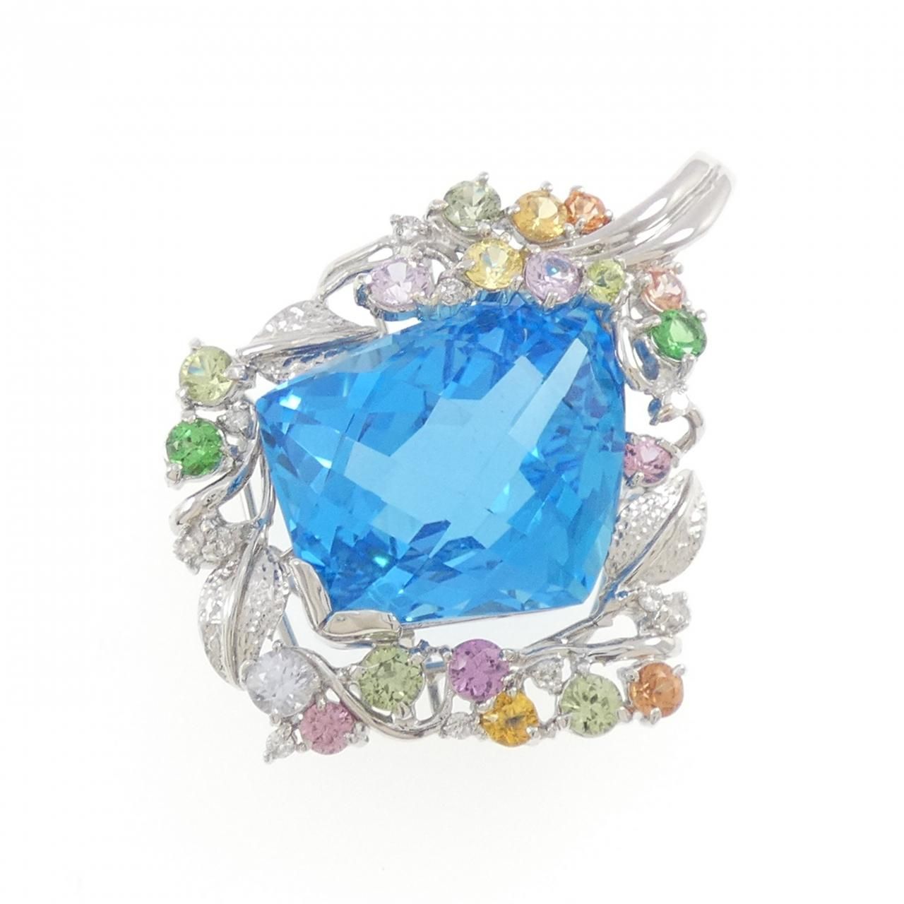 K18WG ブルートパーズ ペンダント 33.86CT