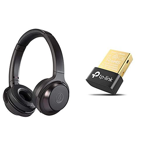 audio-technica SOLID BASS ワイヤレスヘッドホン 重低音 最大70時間再生 ブラック ATH-WS330BT BK & TP-Link Bluetooth USBアダプタ ブルートゥース子機 PC用/ナノサイズ / Ver4.0 /yu