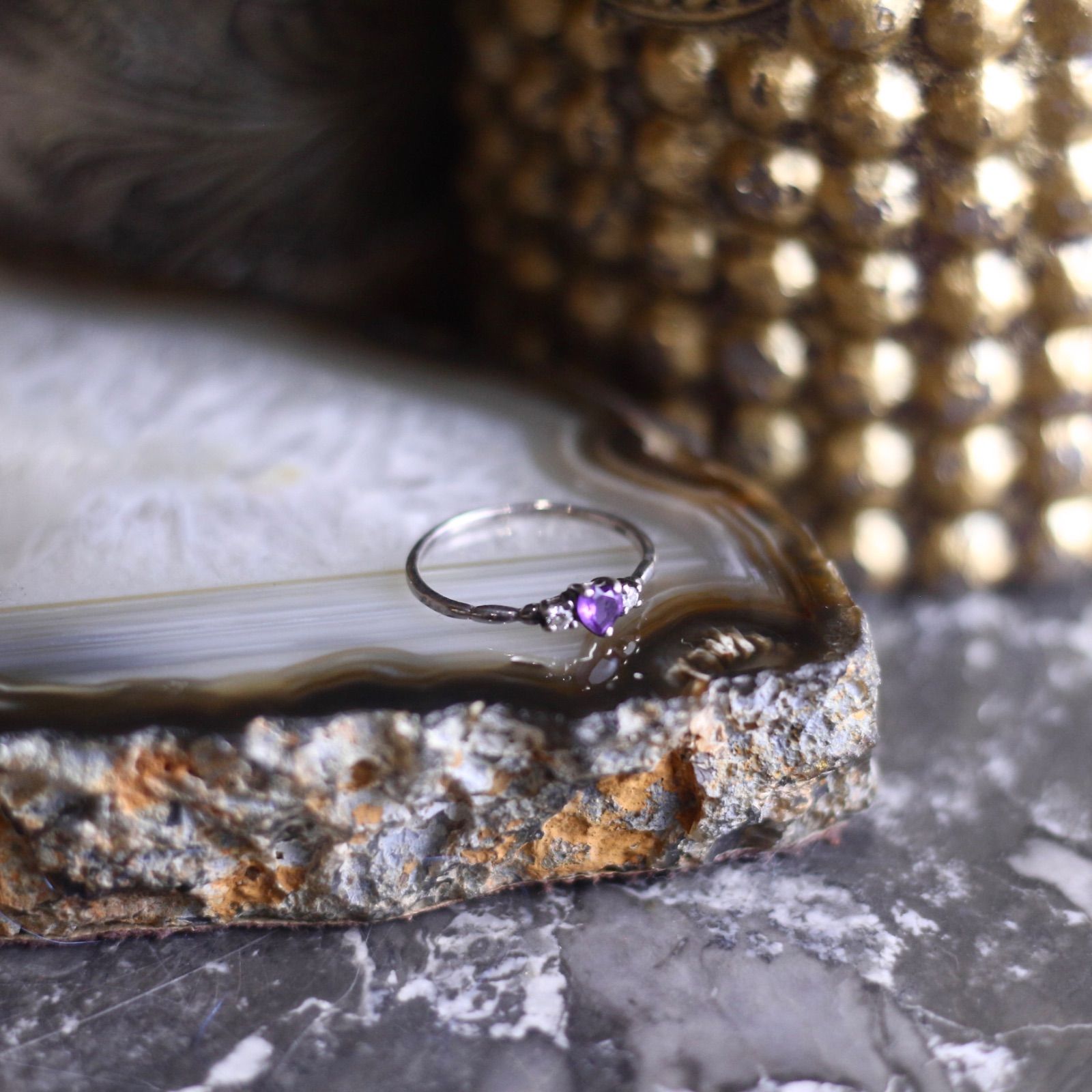 USA VINTAGE HEART COLOR STONE SILVER RING/アメリカ古着ハートカラーストーンデザインシルバーリング