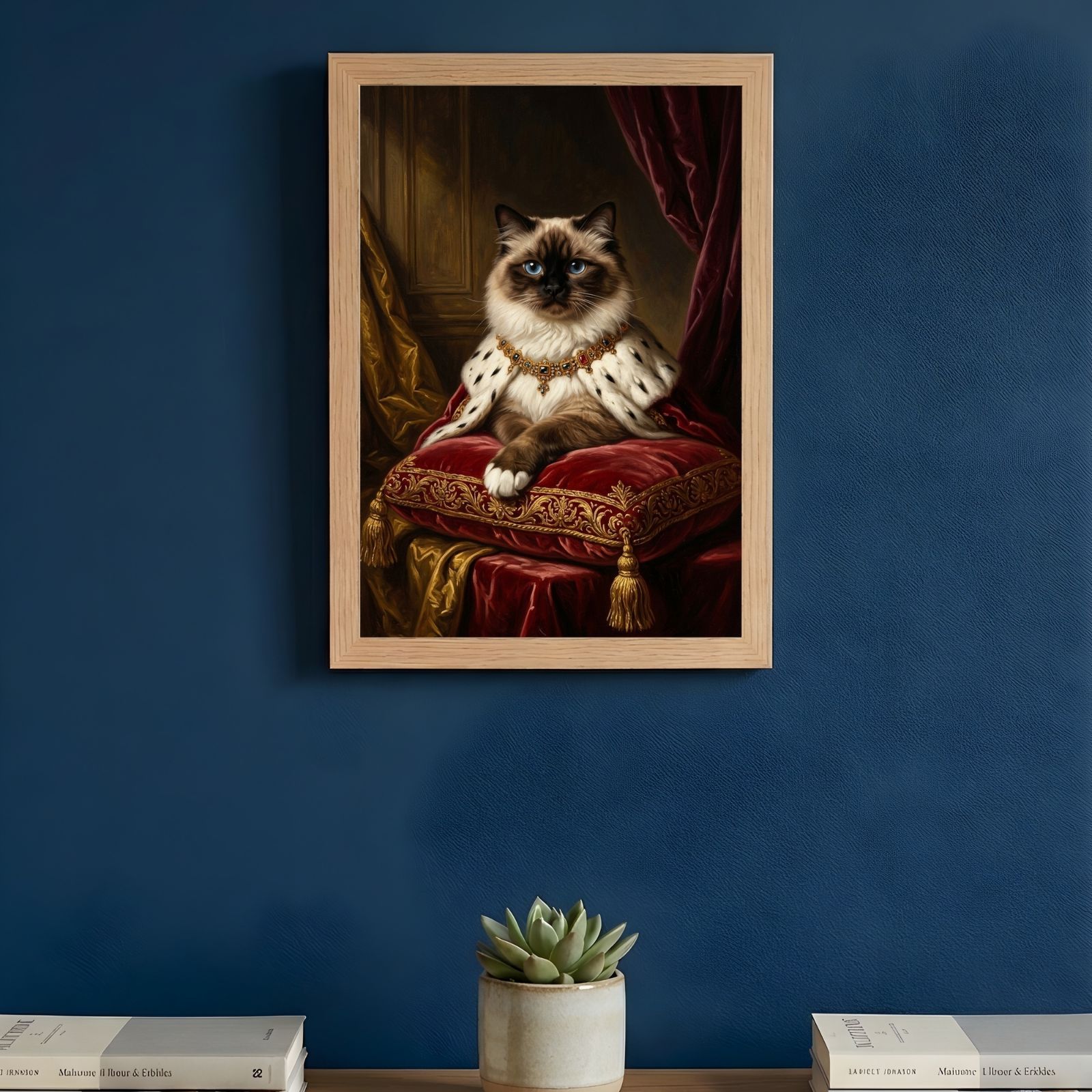 猫（ヒマラヤン）のルネサンス風肖像画 油絵風アートA4額装インテリア