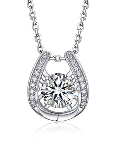 [MomentWish] ダンシングストーン ネックレス レディース モアッサナイト ペンダント シルバー925 チェーン 金属アレルギー対応 人工ダイヤモンド 誕生日 記念日 プレゼント