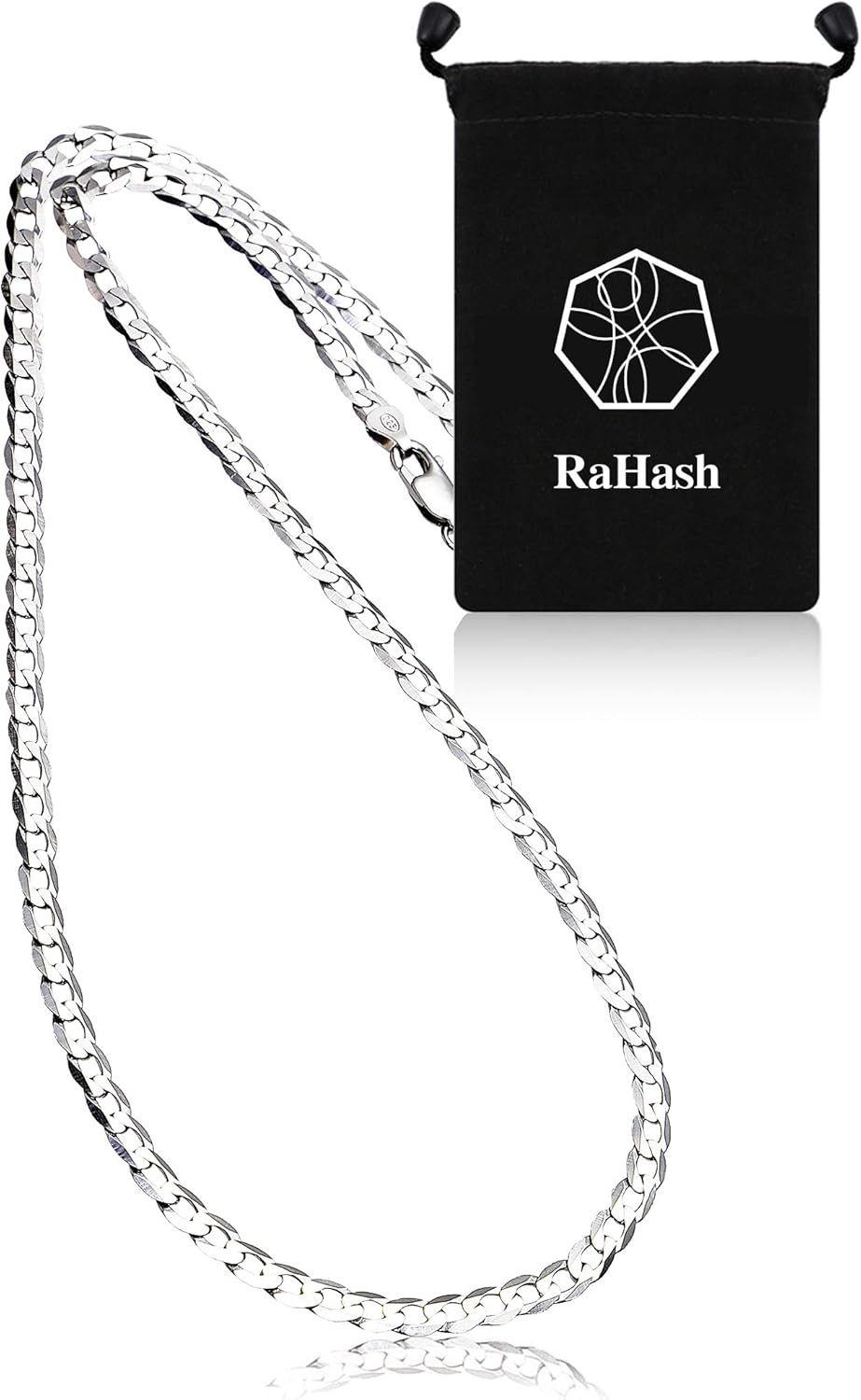 [RaHash] ネックレス チェーン メンズ 喜平 シルバー 925 ブランド [ 銀 6面カット 幅4ｍｍ ] [ 50cm ]