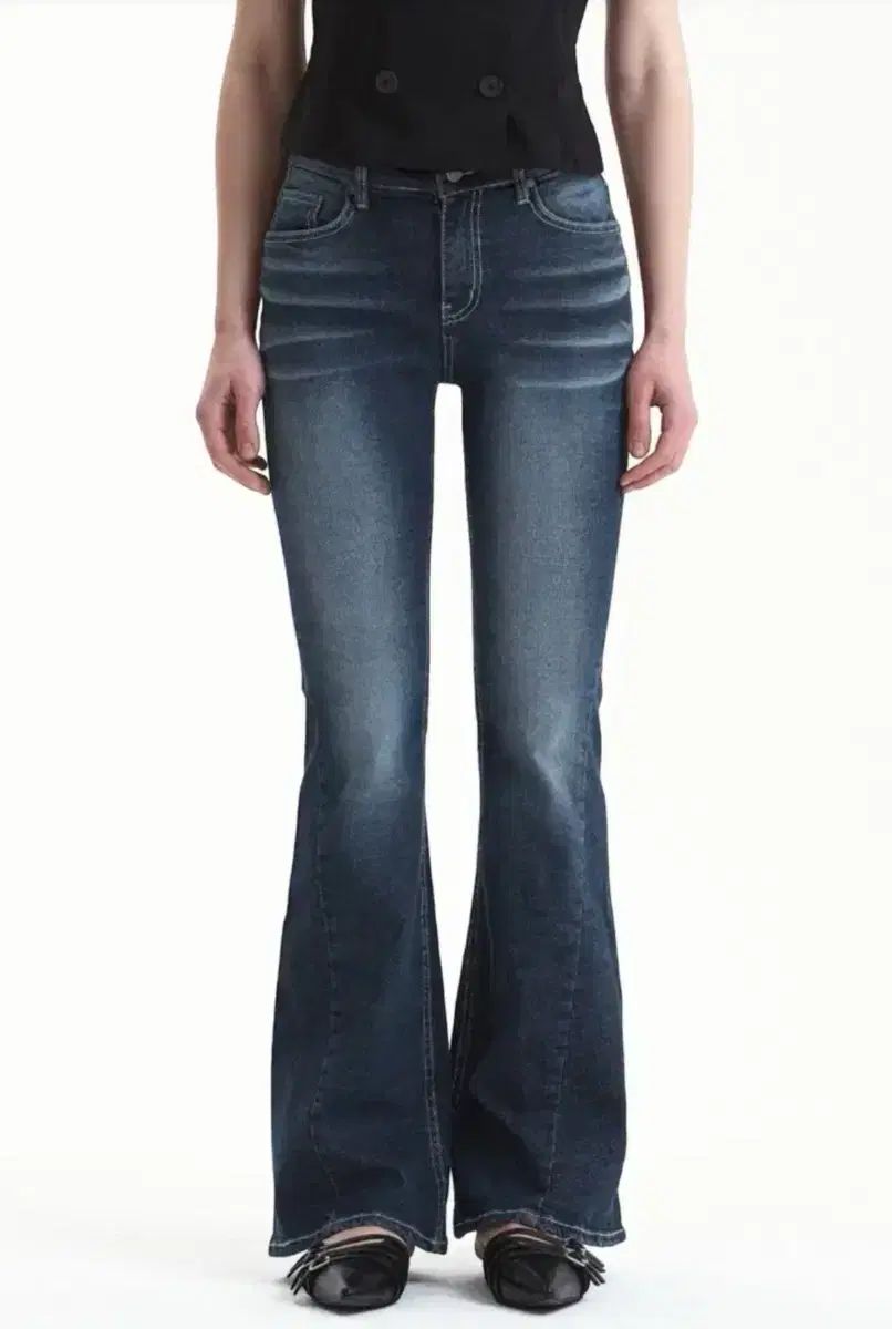 シネージン ウォッシング ブーツカット パンツ SYNERJYN 102 CAT WASHING MID-RISE JEANS (DEEP BL