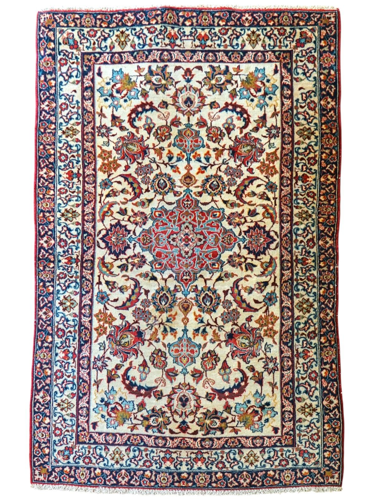ペルシャ絨毯　ヴィンテージ　ハンドメイド　手織り　ウール　カシャーン　お買い得 ペルシャ絨毯 オールド カシャーン産 140×88cm｜1950年代 コルクウール