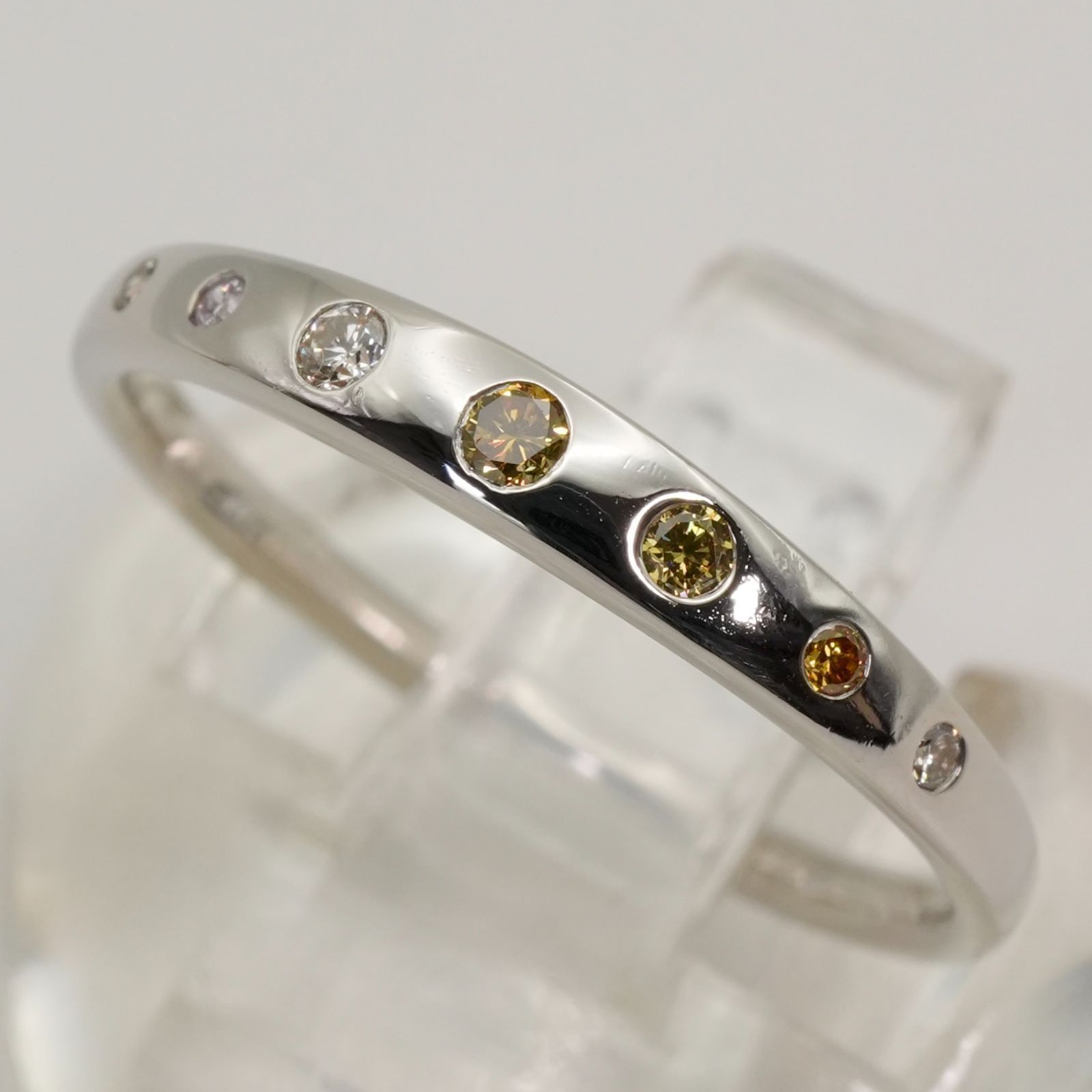 美品 GSTV Pt950 カラーダイヤ リング ドッツ/25-2326