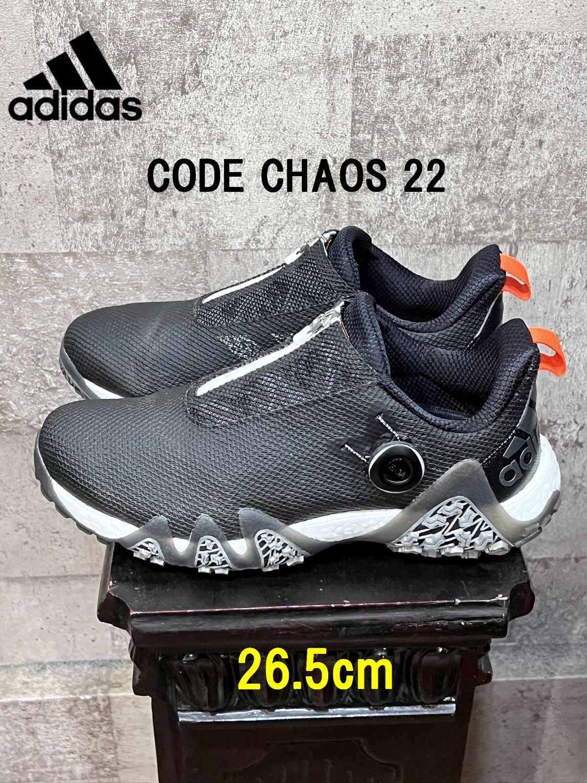  GX3937 ゴルフシューズ ブラック 美品 アディダス コードカオス22 ボア ブラック 26.5cm adidas CODE