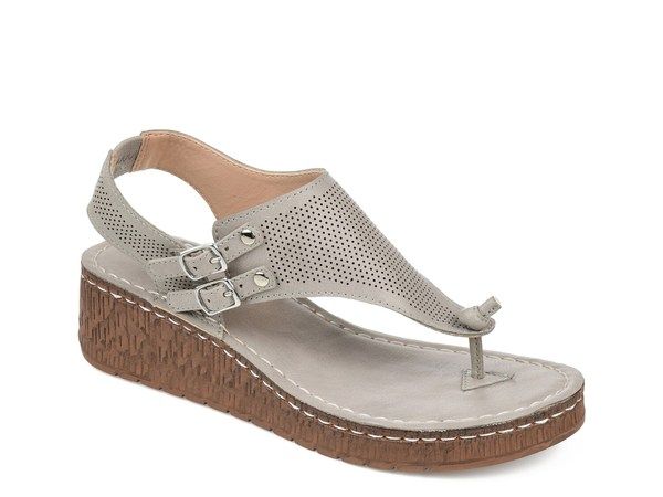 ジュルネ コレクション レディース シューズ サンダル Journee Collection Mckell Wedge Sandal Grey グレー