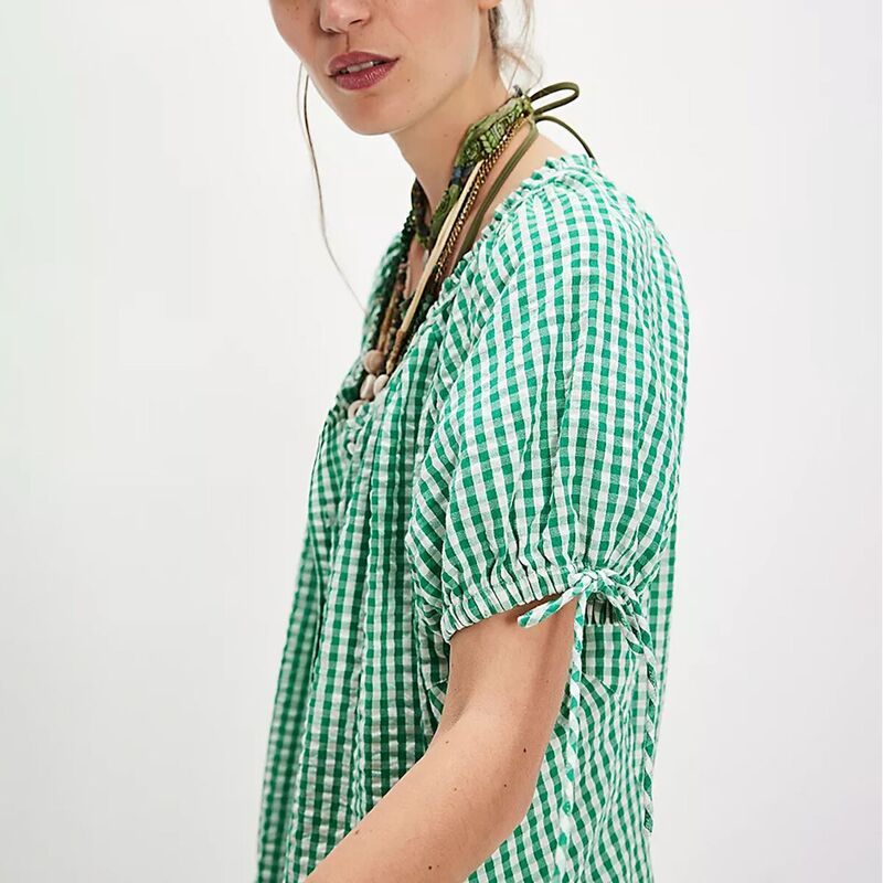 フリーピープル レディース トップス Tシャツ ギンガムチェック ギンガム Free People Farley Gingham Tunic Womens Green Combo グリーン