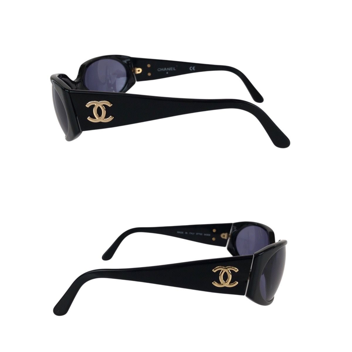 CHANEL サングラス ココマーク ブラック 90年代ビンテージ 美品 CHANEL シャネル ヴィンテージ ココマーク ブラック 黒 ゴールド