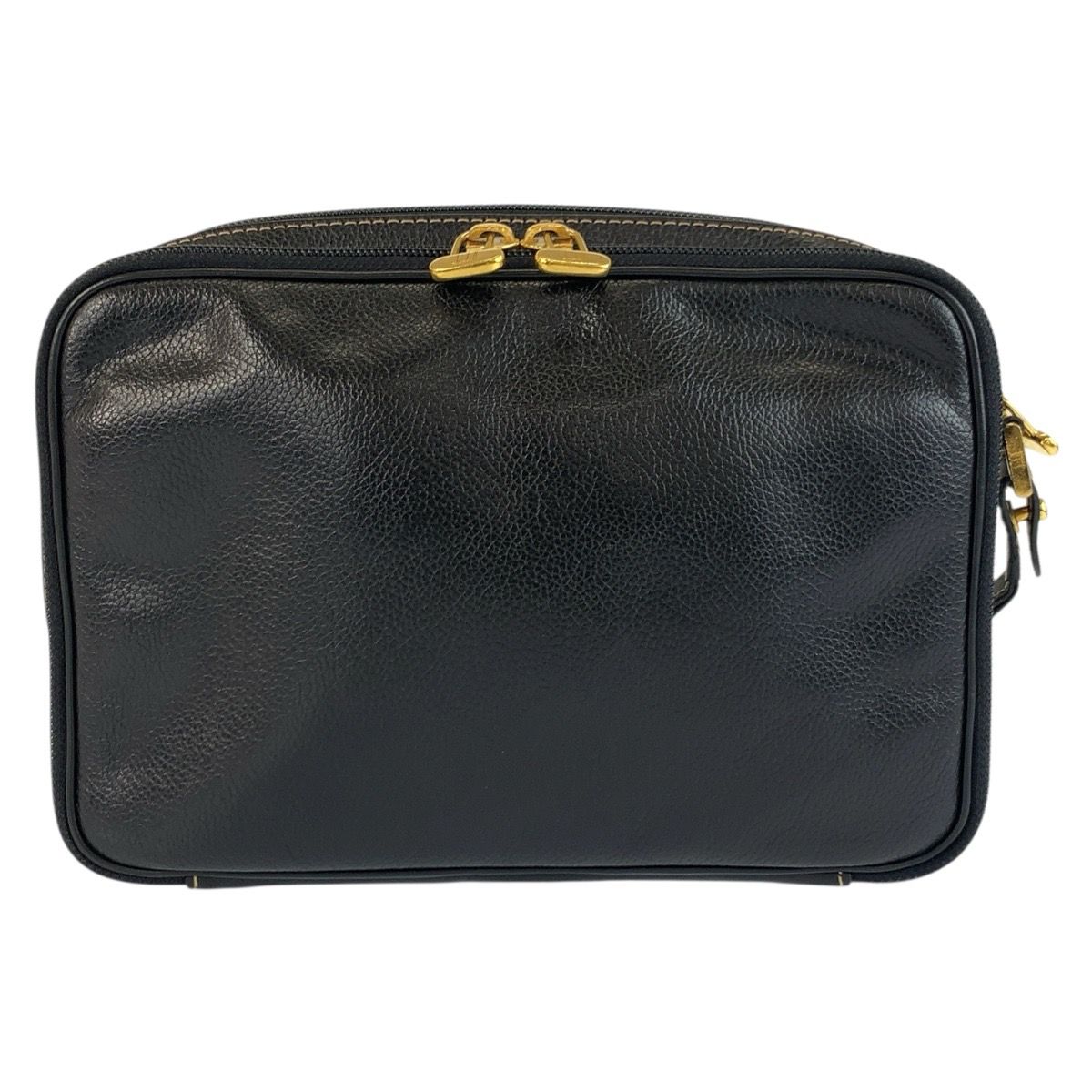 美品 Dunhill ダンヒル ブラック 黒 ゴールド金具 レザー クラッチ