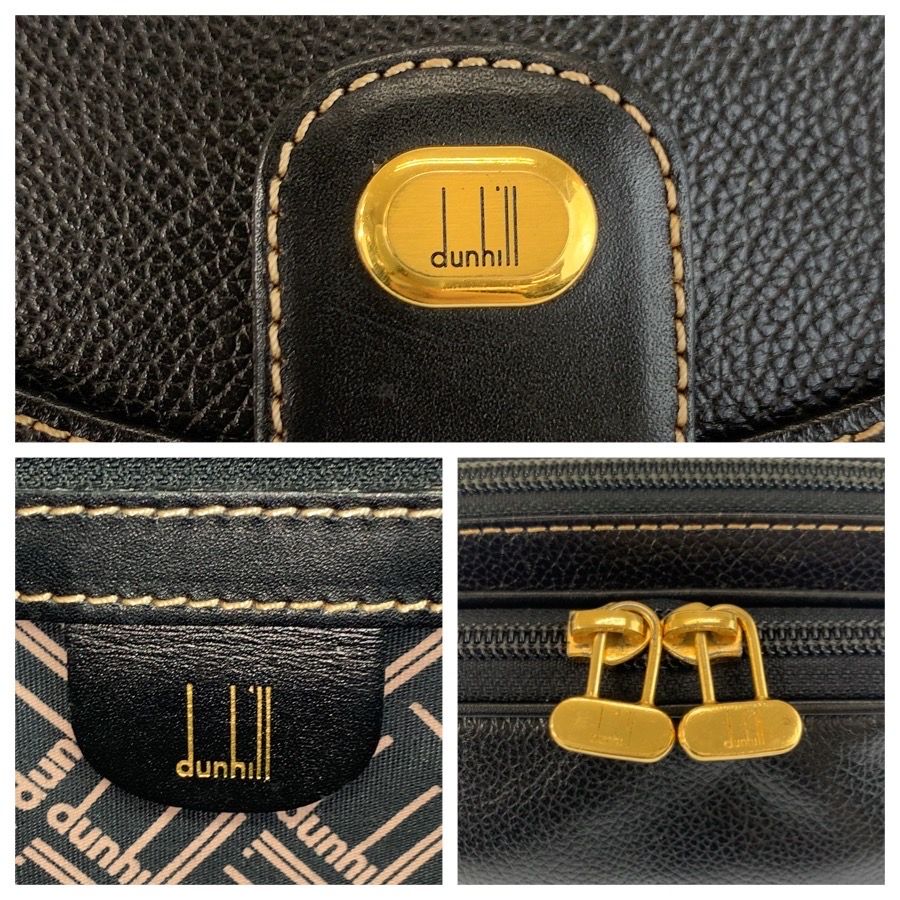 美品 Dunhill ダンヒル ブラック 黒 ゴールド金具 レザー クラッチ