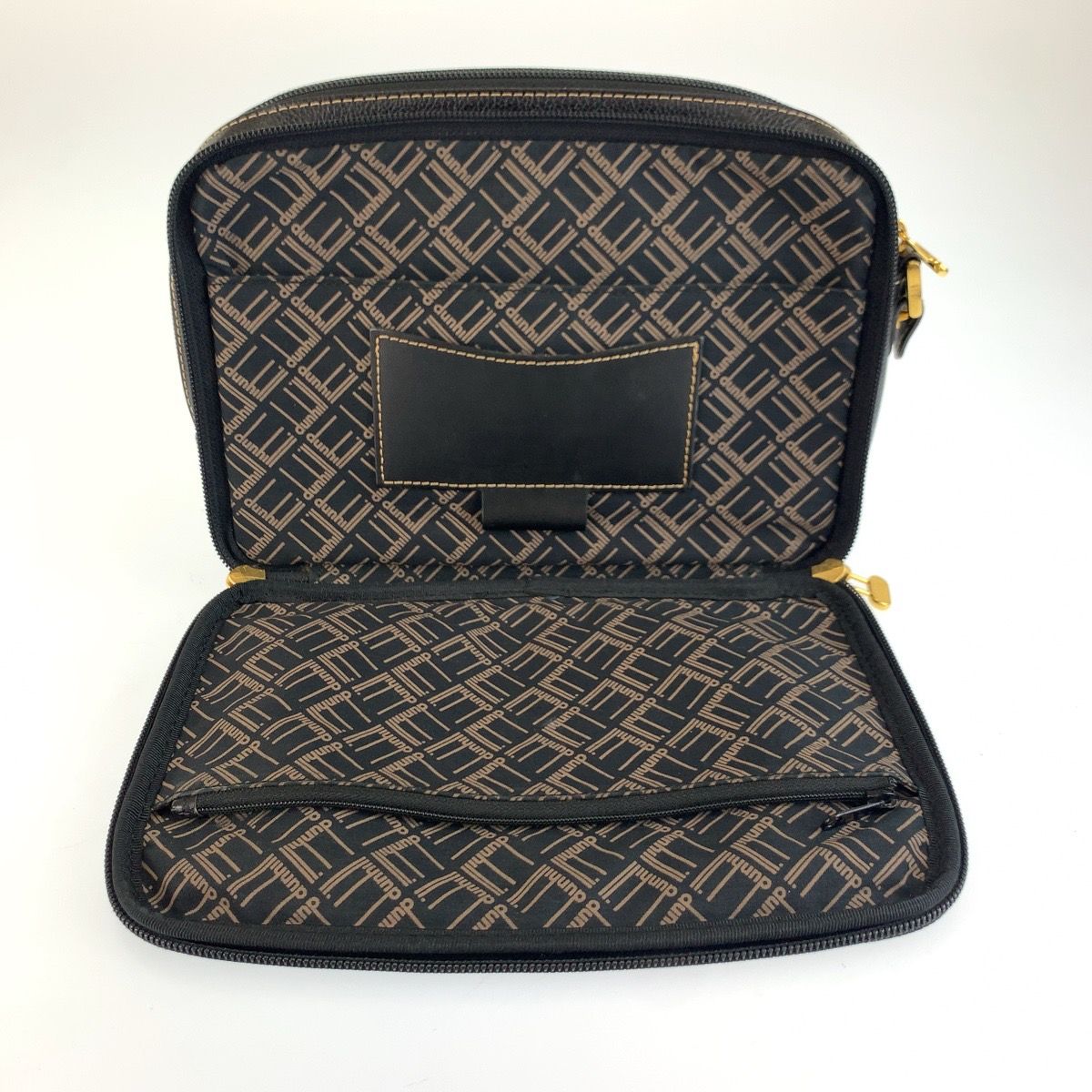 美品 Dunhill ダンヒル ブラック 黒 ゴールド金具 レザー クラッチ