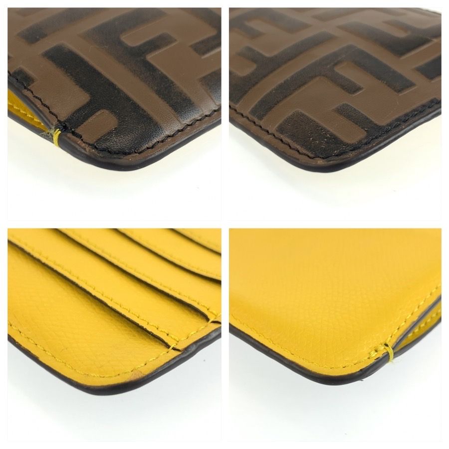 FENDI フェンディ ズッカ ブラウン イエロー シルバー金具 レザー