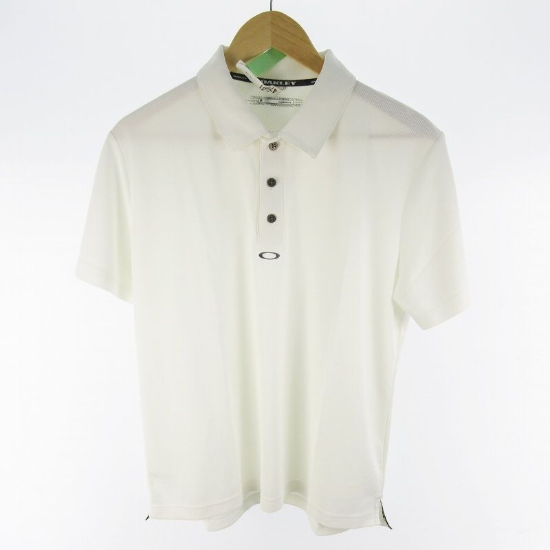 Oakley OAKLEY M Polo Shirt Short Sleeve Border Logo Embroidered White White Golf Wear