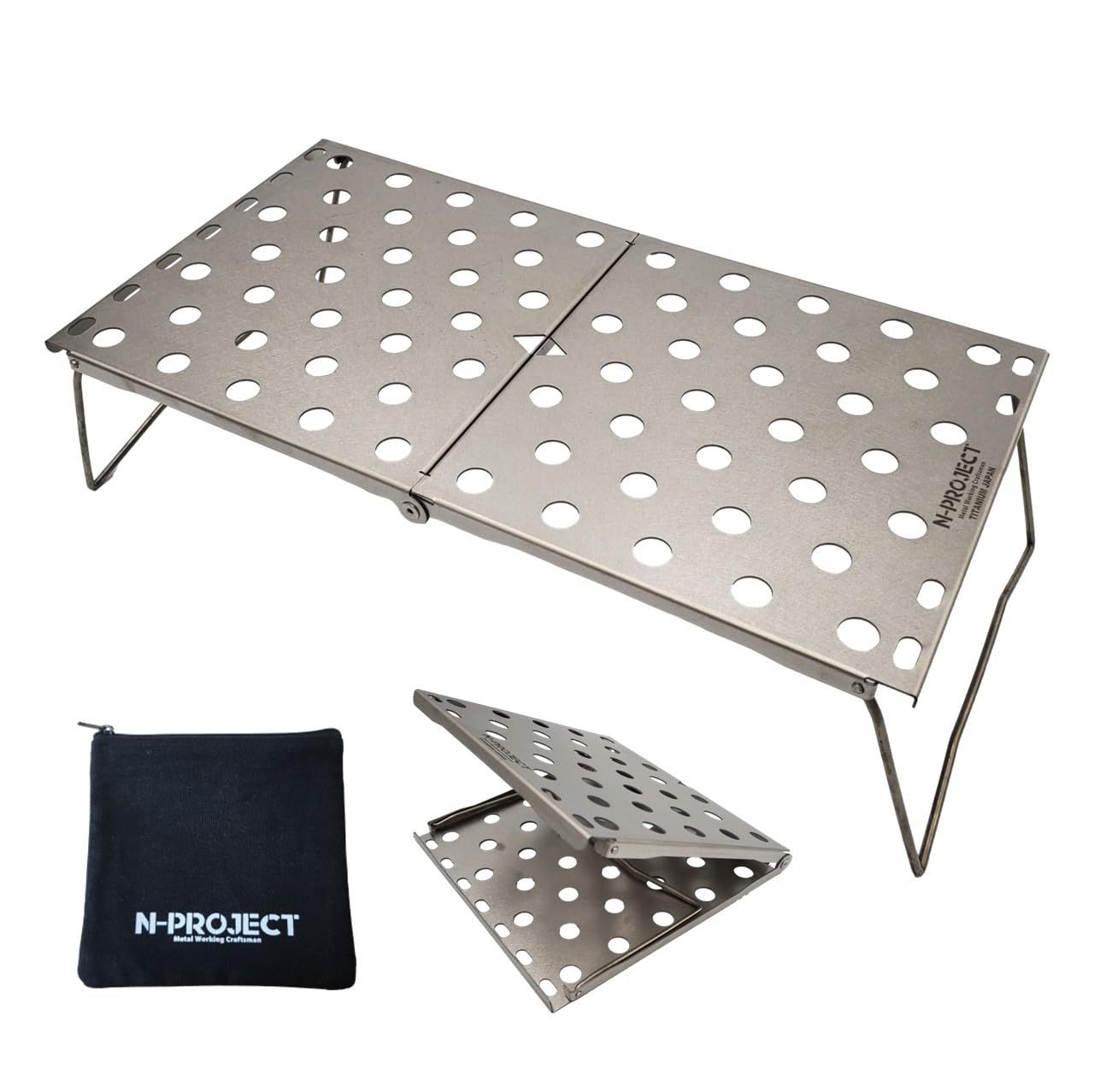 N-project チタンテーブル（L）・折畳式 コンパクト ・アウトドアテーブル・ 登山 ソロキャンプ に最適サイズ UL TITANIUM TABLE 【日本製】