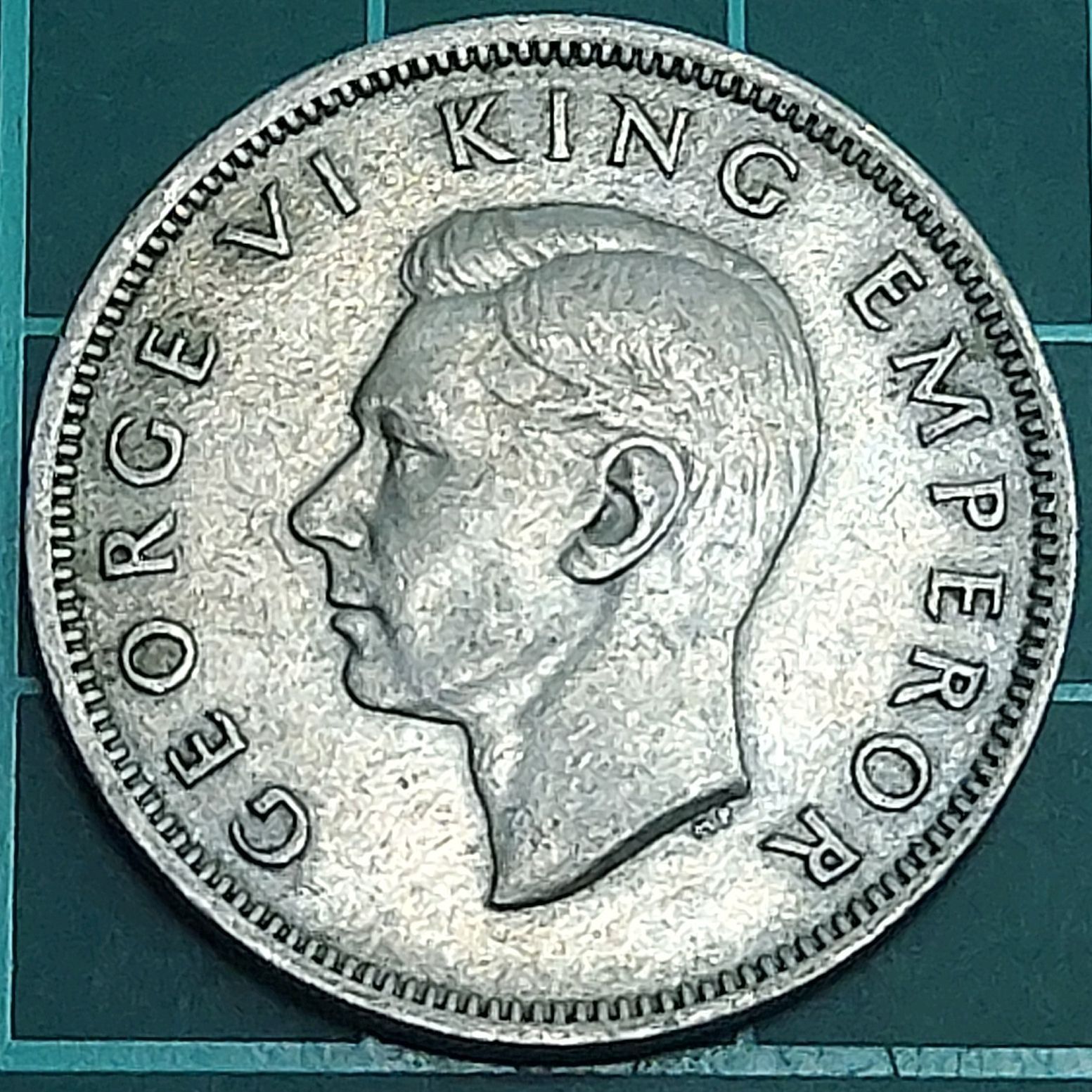1947年 英国王立造幣局 ニュージーランド 1フローリン 白銅貨 ジョージ