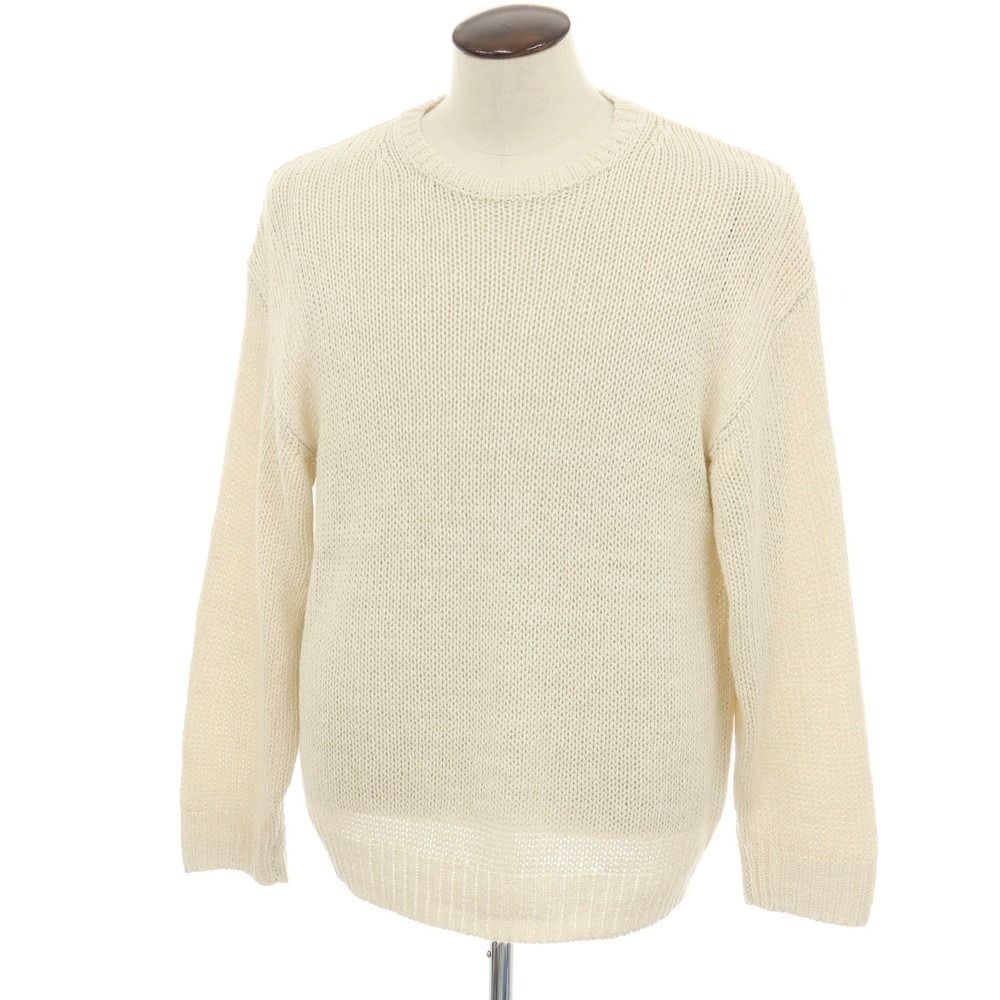 【中古】イレーヴ YLEVE リネンシルク クルーネック プルオーバーニット アイボリー【サイズ4】【メンズ】