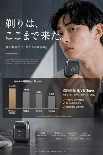 ★新品★MATECH Pocket Blade 電気シェーバー [世界最小サイズ] 超小型 メンズ 電動 3枚刃 乾湿両用 IPX7防水 電動ひげ剃り 充電式 ロック機能 コンパクト 旅行 出張 48c48ee9