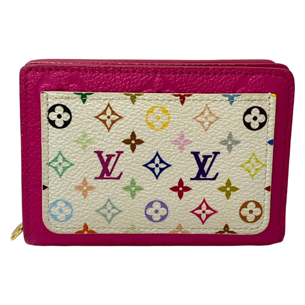 LOUIS VUITTON(ルイヴィトン) 2つ折り財布 モノグラム・アンプラント LV×TMポルトフォイユクレア M14140 カワイイピンク レザー、牛革