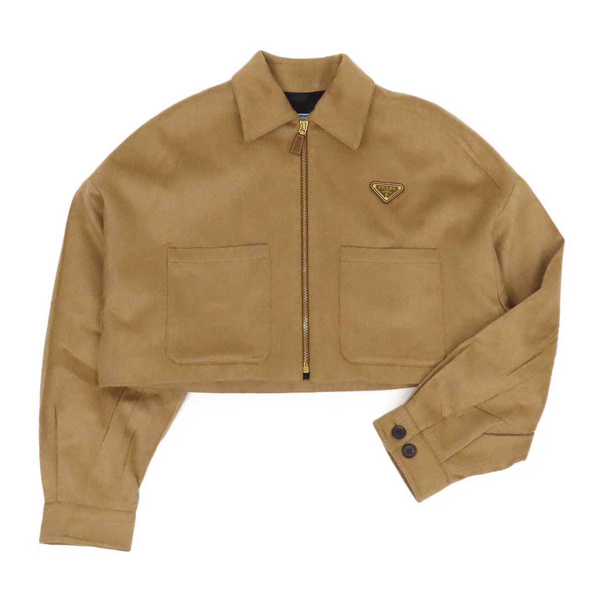 プラダ トライアングルロゴ キャメル ブルゾン P5360 S000 165 レディース ブラウン PRADA【中古】 【アパレル・小物】