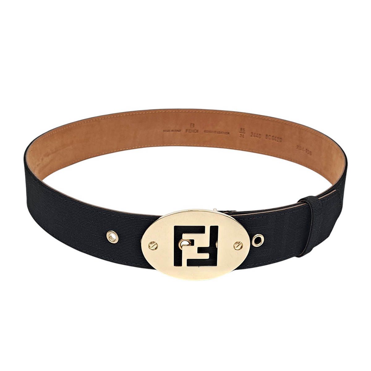 フェンディ FFロゴ ベルト 85/34 ユニセックス ブラック FENDI【中古