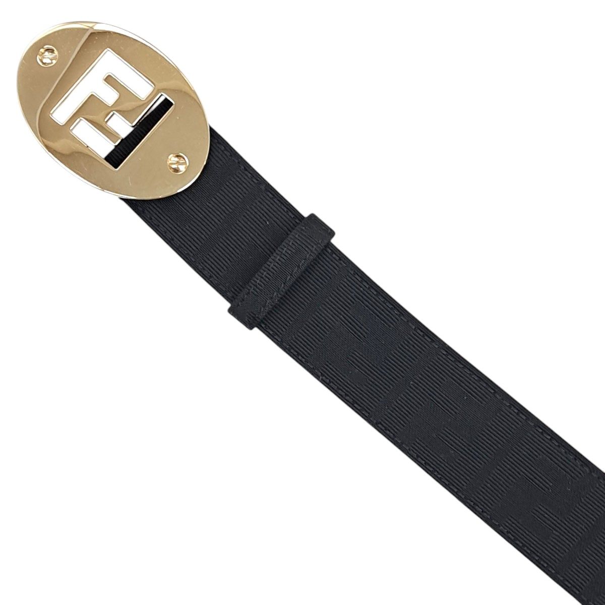 FENDI ベルト FFロゴ エンボス ブラック フェンディ FFロゴ ベルト 85/34 ユニセックス ブラック FENDI【中古