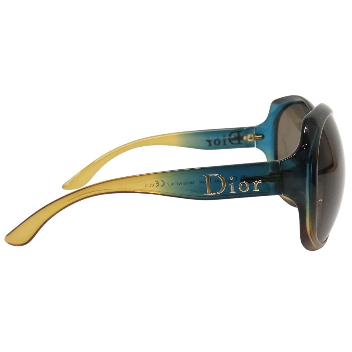 ディオール GLOSSY1 ロゴ テンプル サングラス ユニセックス ブルー