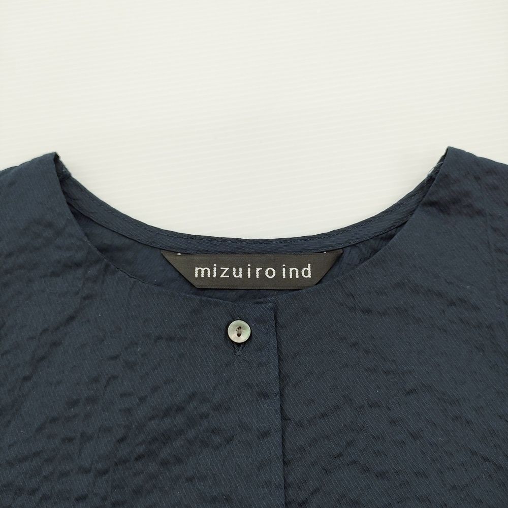 mizuiro-ind ウエーブクルーネックシャツ コットン シアサッカー 日本