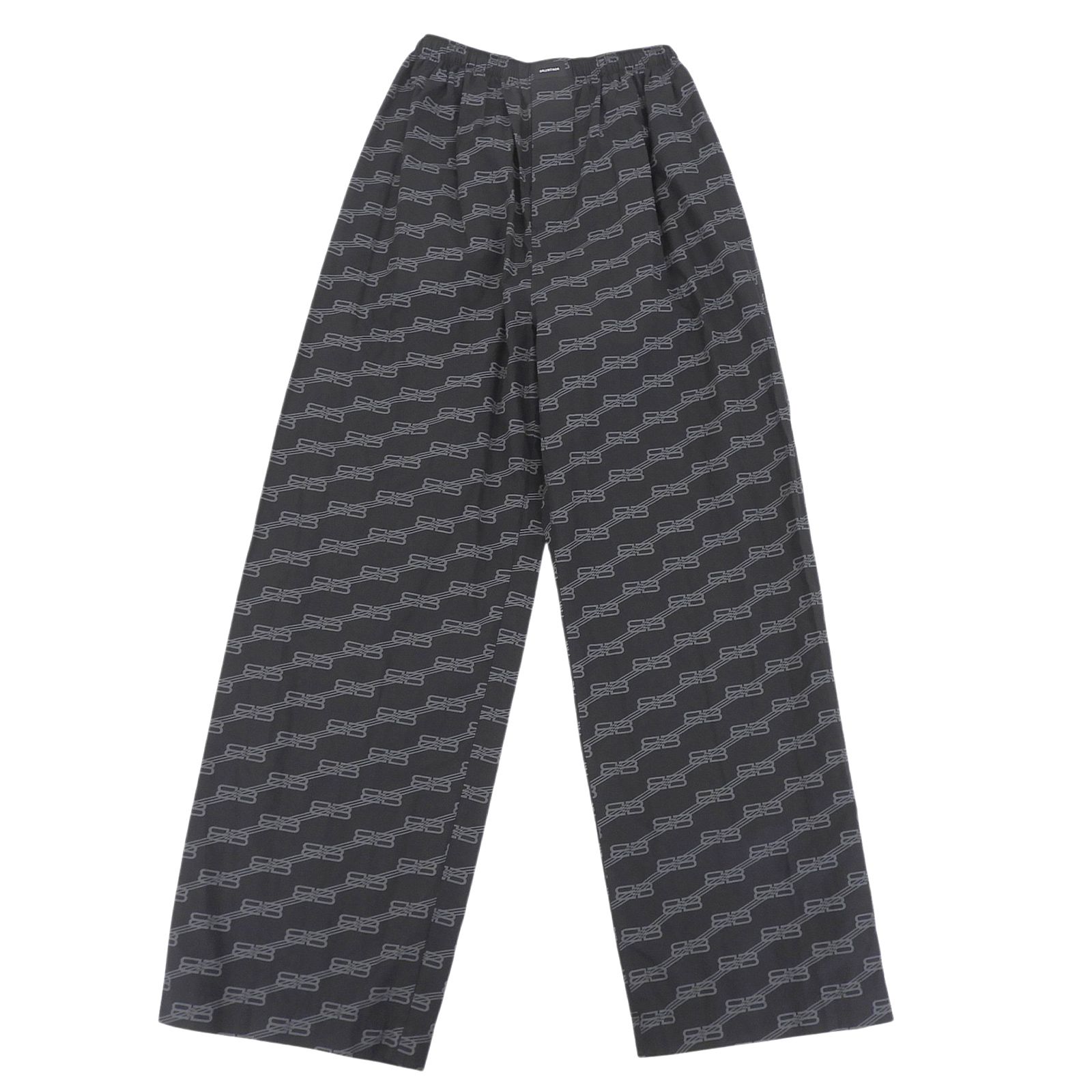 未使用品▲BALENCIAGA バレンシアガ 658883 コットン100％ BBモノグラム イージーパンツ ブラック グレー 46 イタリア製 正規品 メンズ 31,200円