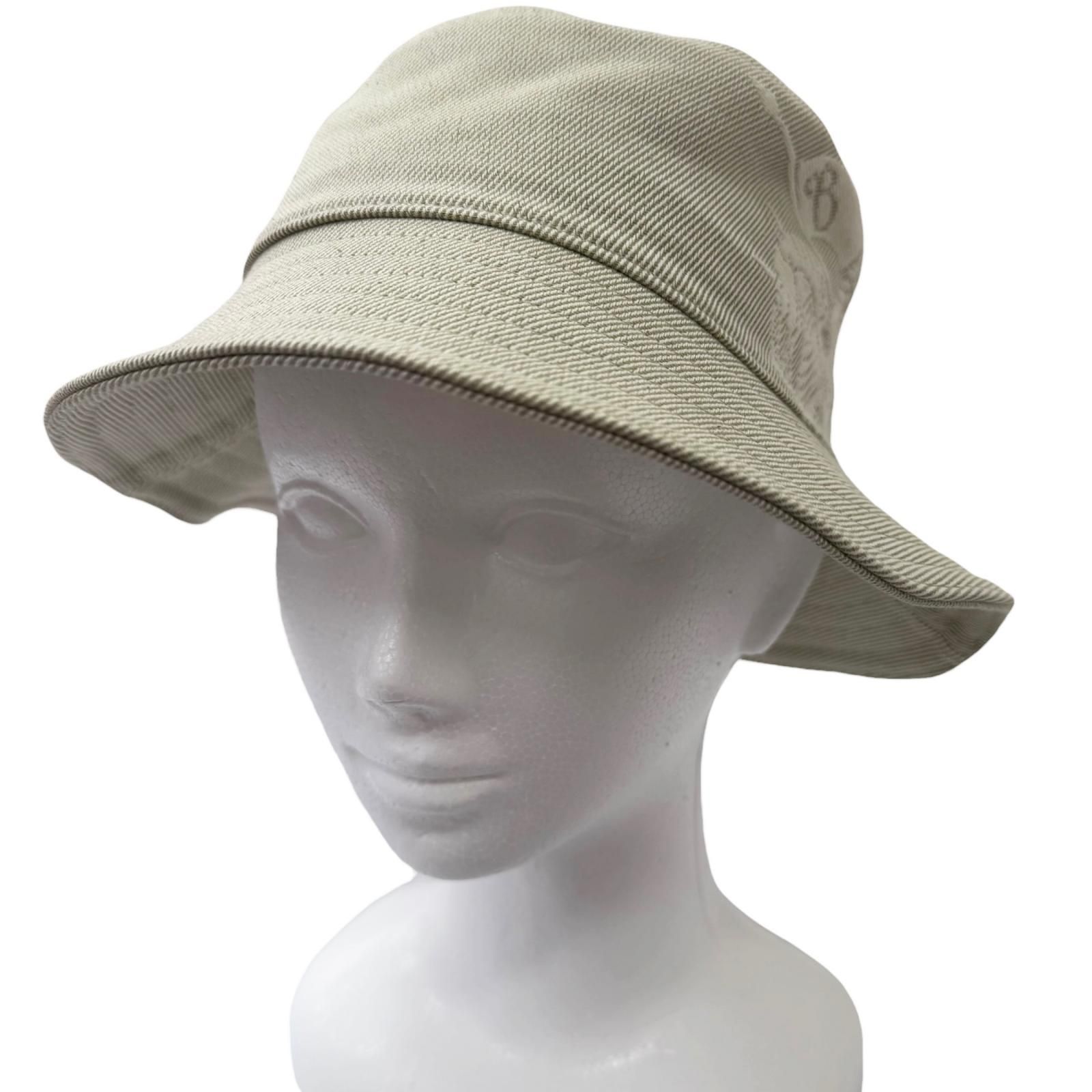 未使用品□BURBERRY バーバリー 8095010 コットン100% ホース フロントロゴ ツイルバケットハット カーキ M イタリア製 正規品 メンズ