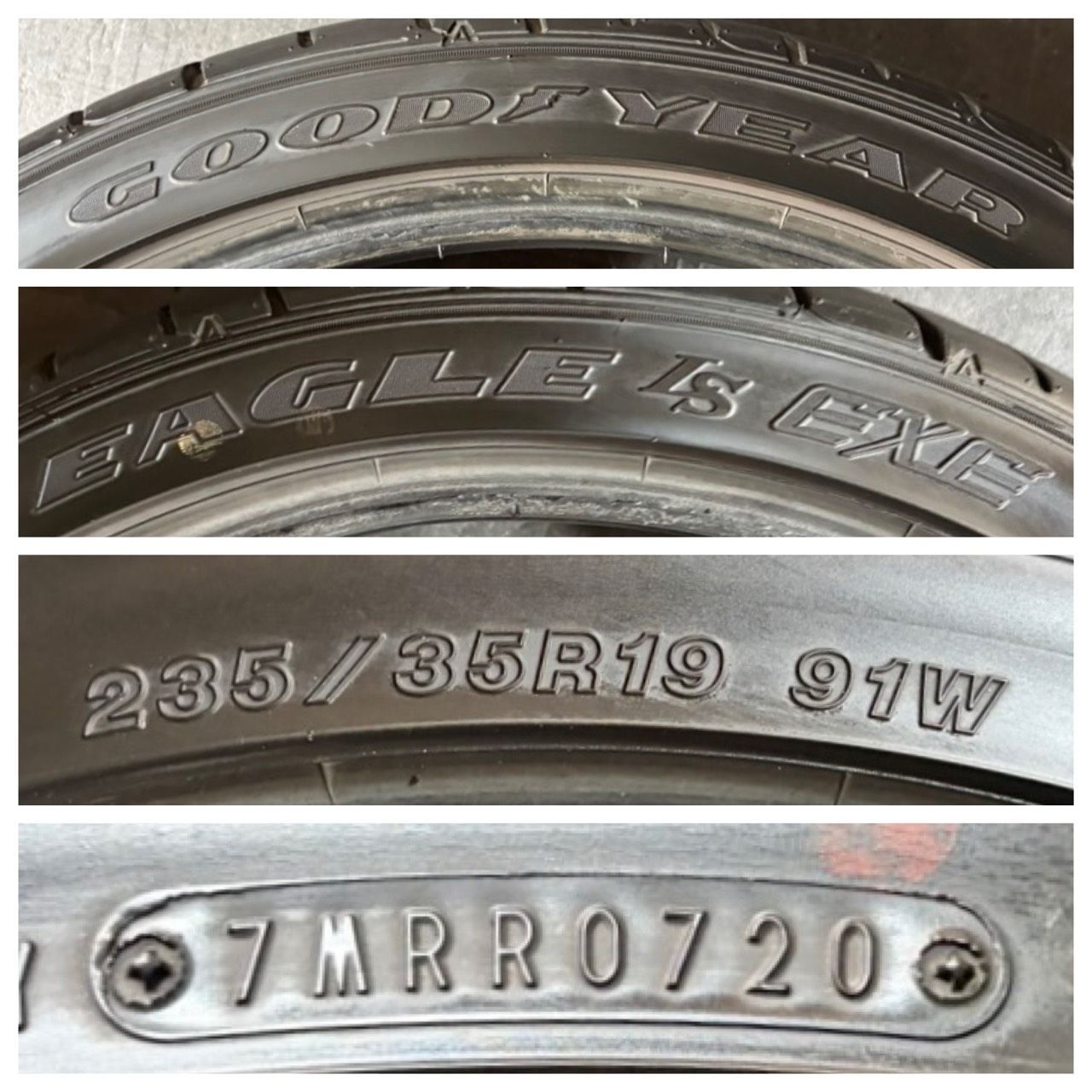 龍騎235/35R19 2本　7分山　グッドイヤー イーグルエグゼ　EXE 2020年製 約5.5mm～5.6mm グッドイヤー GOOD YEAR イーグル EAGLE LS
